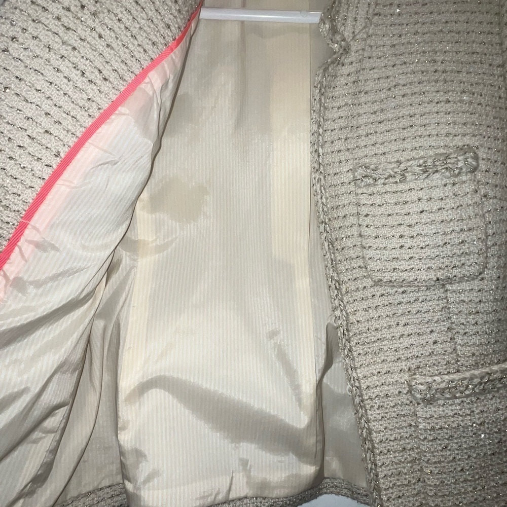 J.Crew Metallic Tweed Lady Jacket with Front Pockets in Cream - Picture 3 of 5